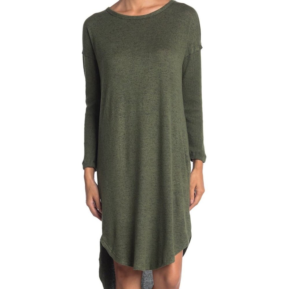 Scoop Neck Curve Hem Midi Dress